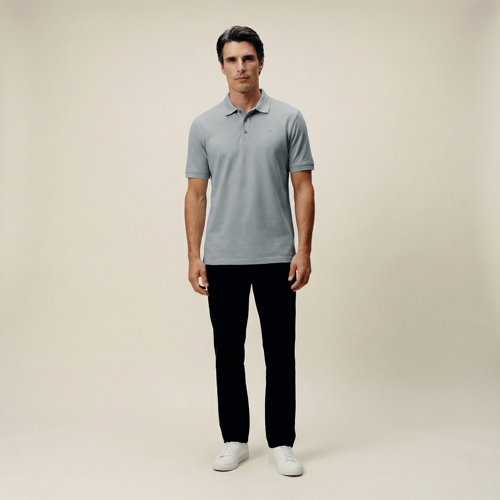 french terry blue gray t-shirt model matteo in vapor