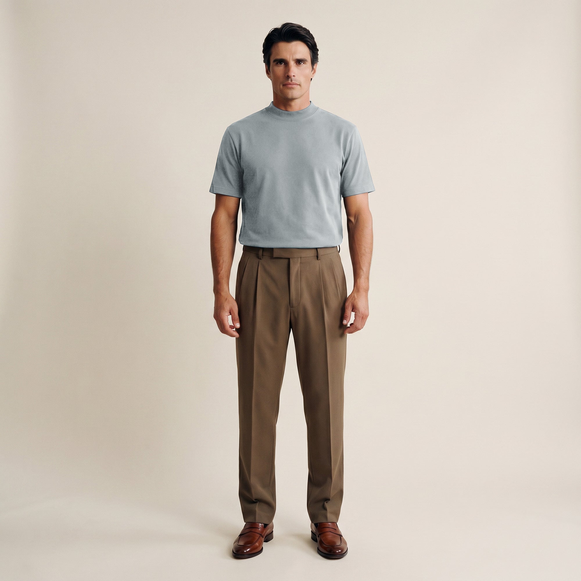 french terry blue gray t-shirt model matteo in vapor