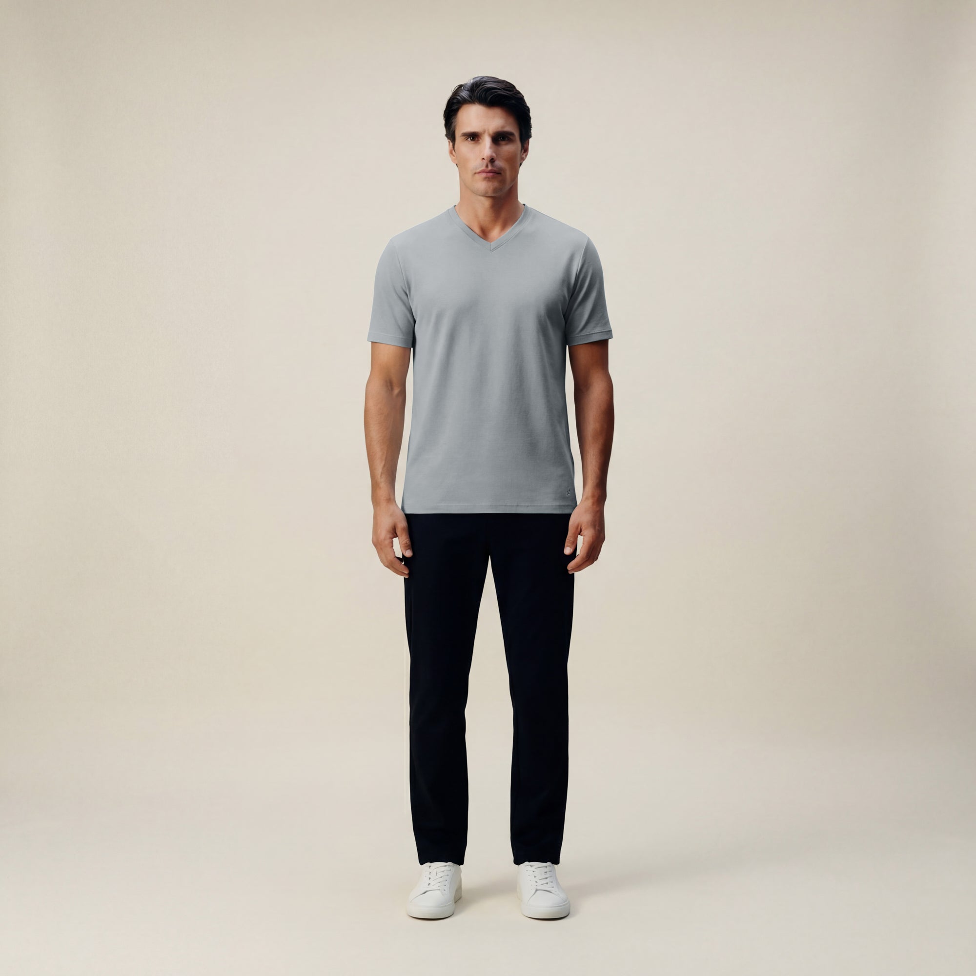 french terry blue gray t-shirt model matteo in vapor