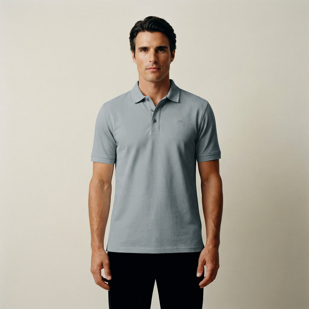 french terry blue gray t-shirt model matteo in vapor