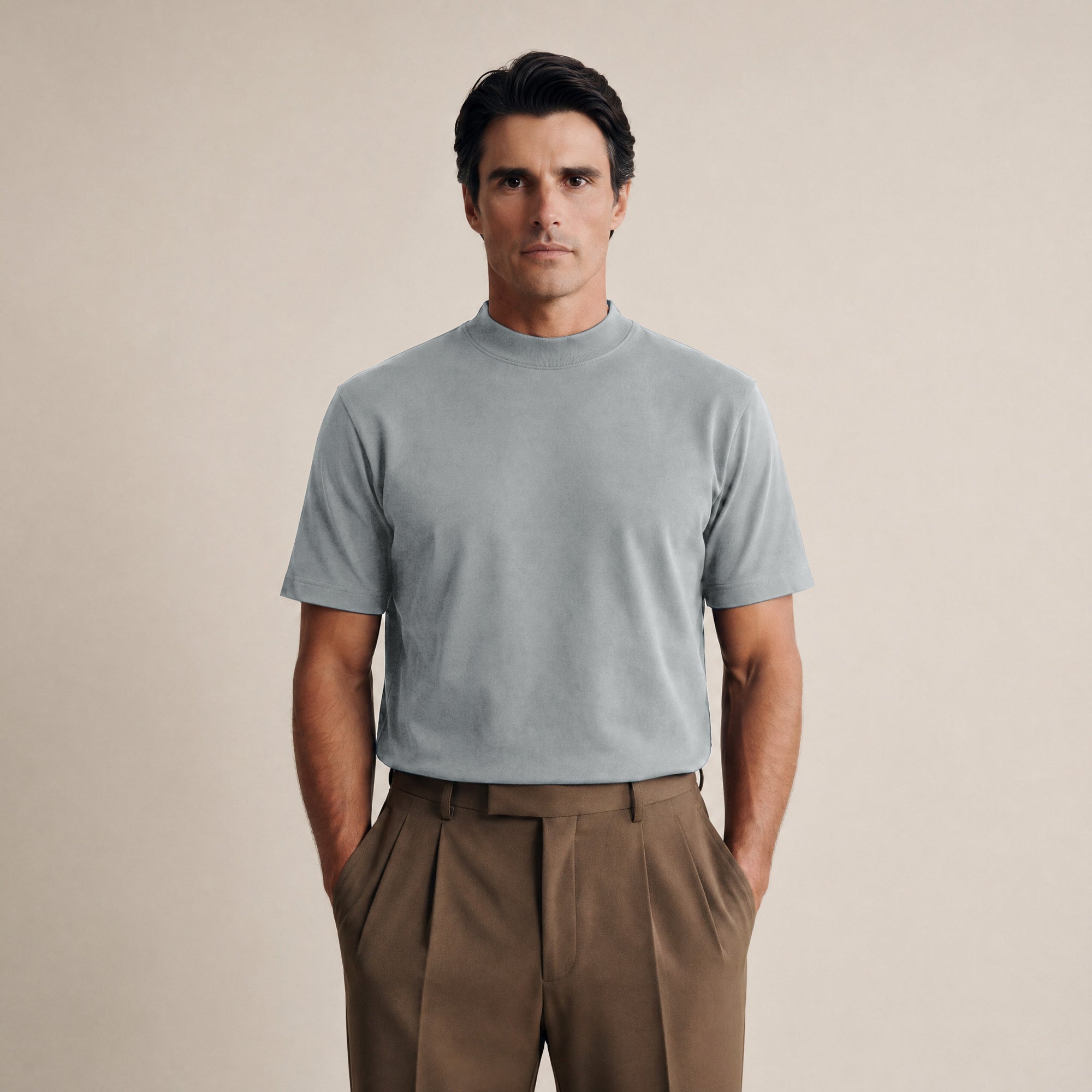 french terry blue gray t-shirt model matteo in vapor