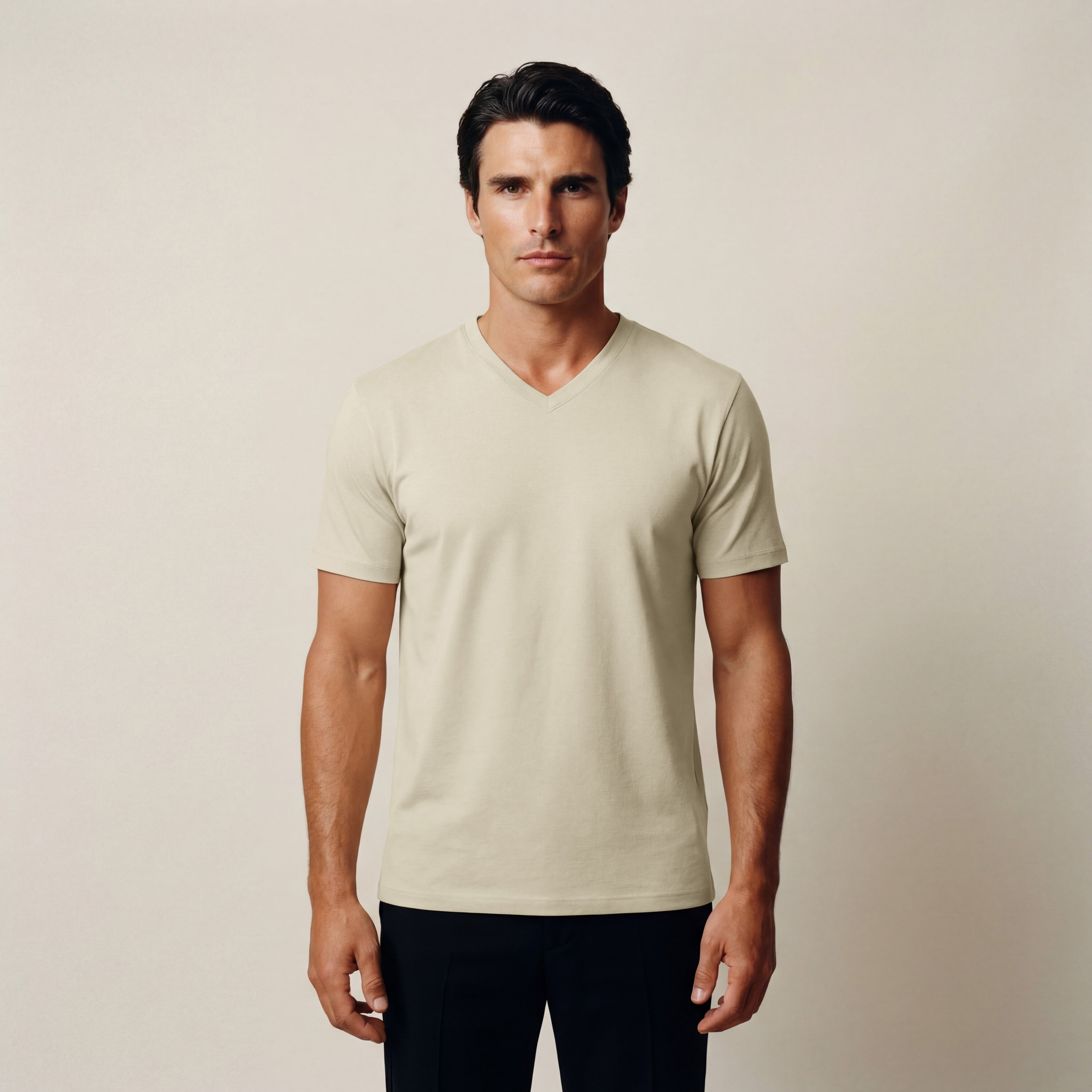 Cumulus V-Neck T-Shirt model Matteo in Villa Stone