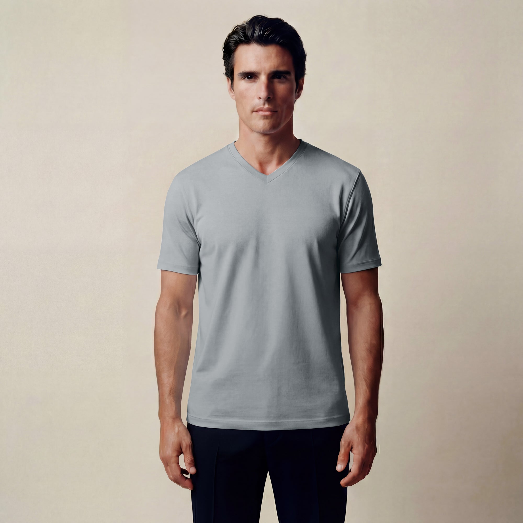 french terry blue gray t-shirt model matteo in vapor