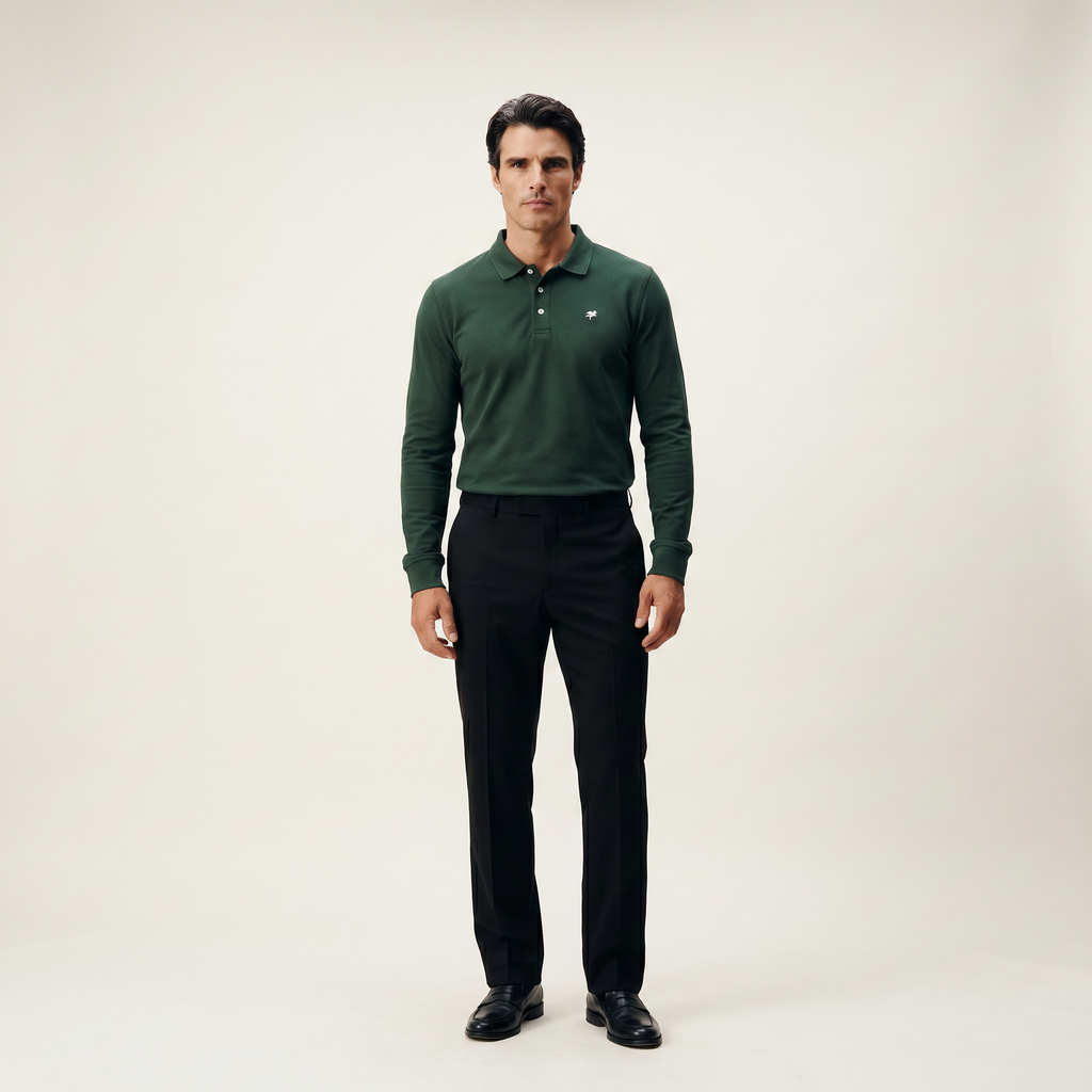 Cumulus Long Sleeve Terry Polo model Matteo in Pine Grove