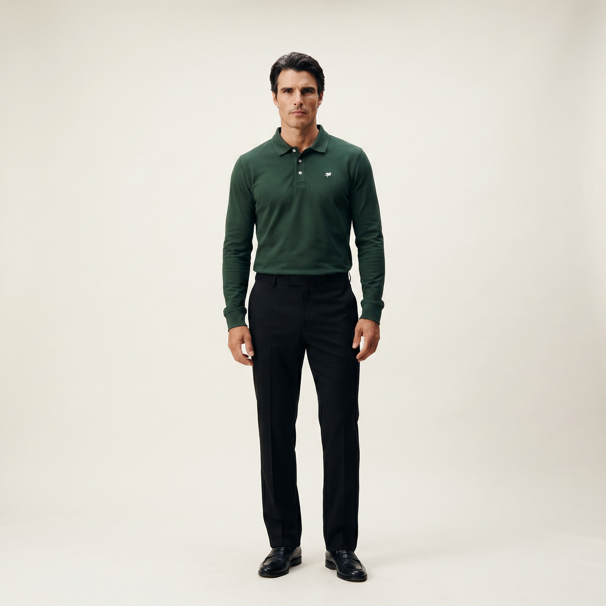 Cumulus Long Sleeve Terry Polo model Matteo in Pine Grove