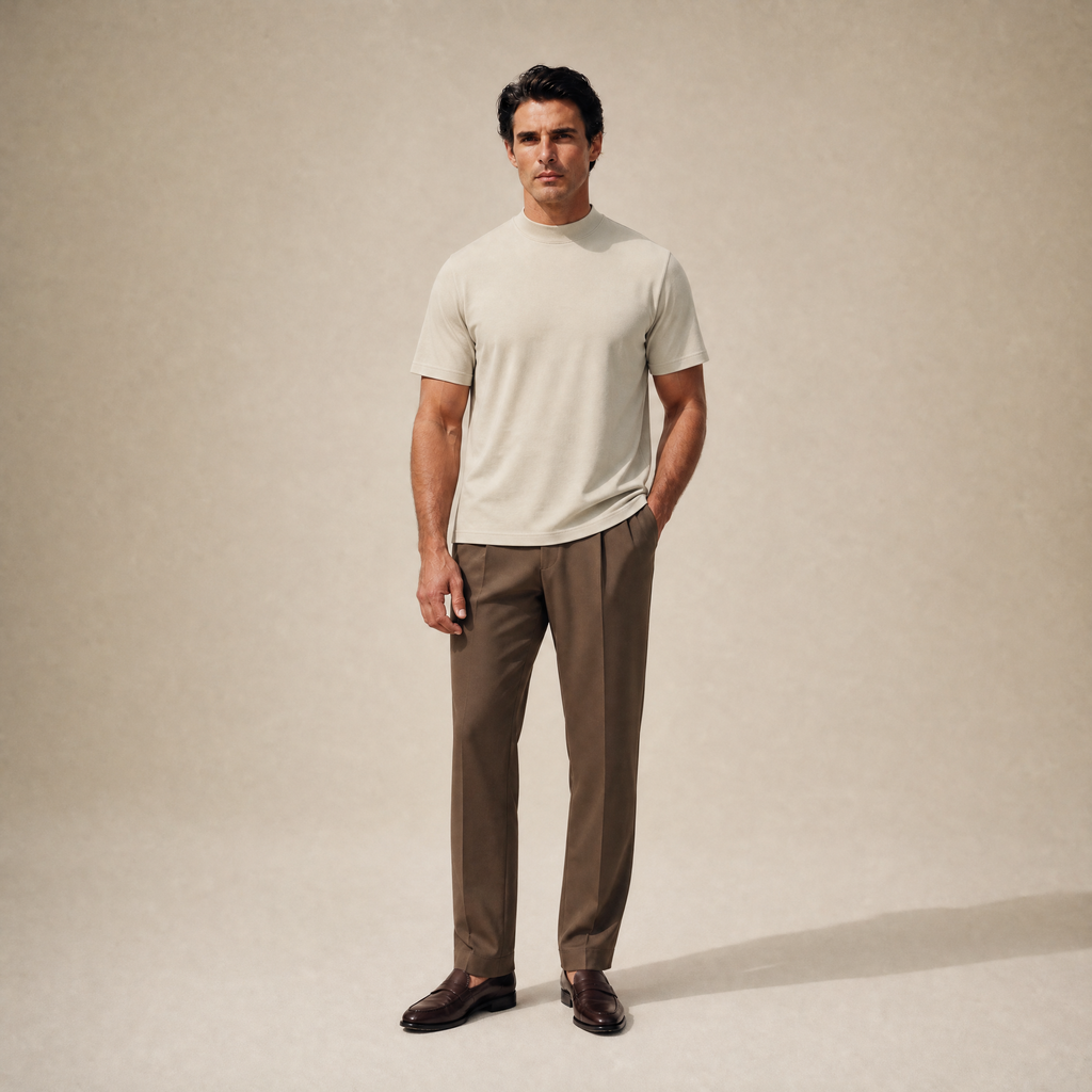 Cumulus Mockneck T-Shirt model Matteo in Villa Stone