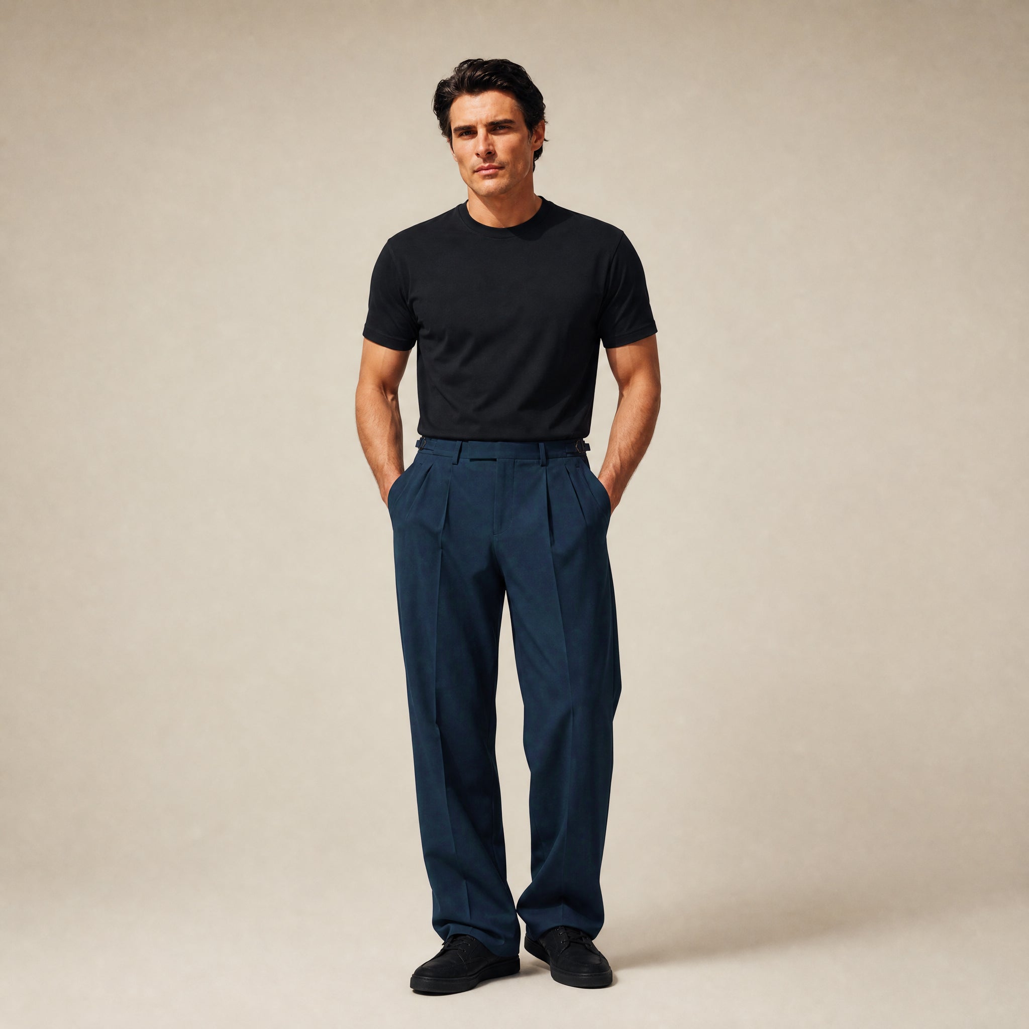 Wide Leg Ford FlexTech Trouser model Matteo in Marina