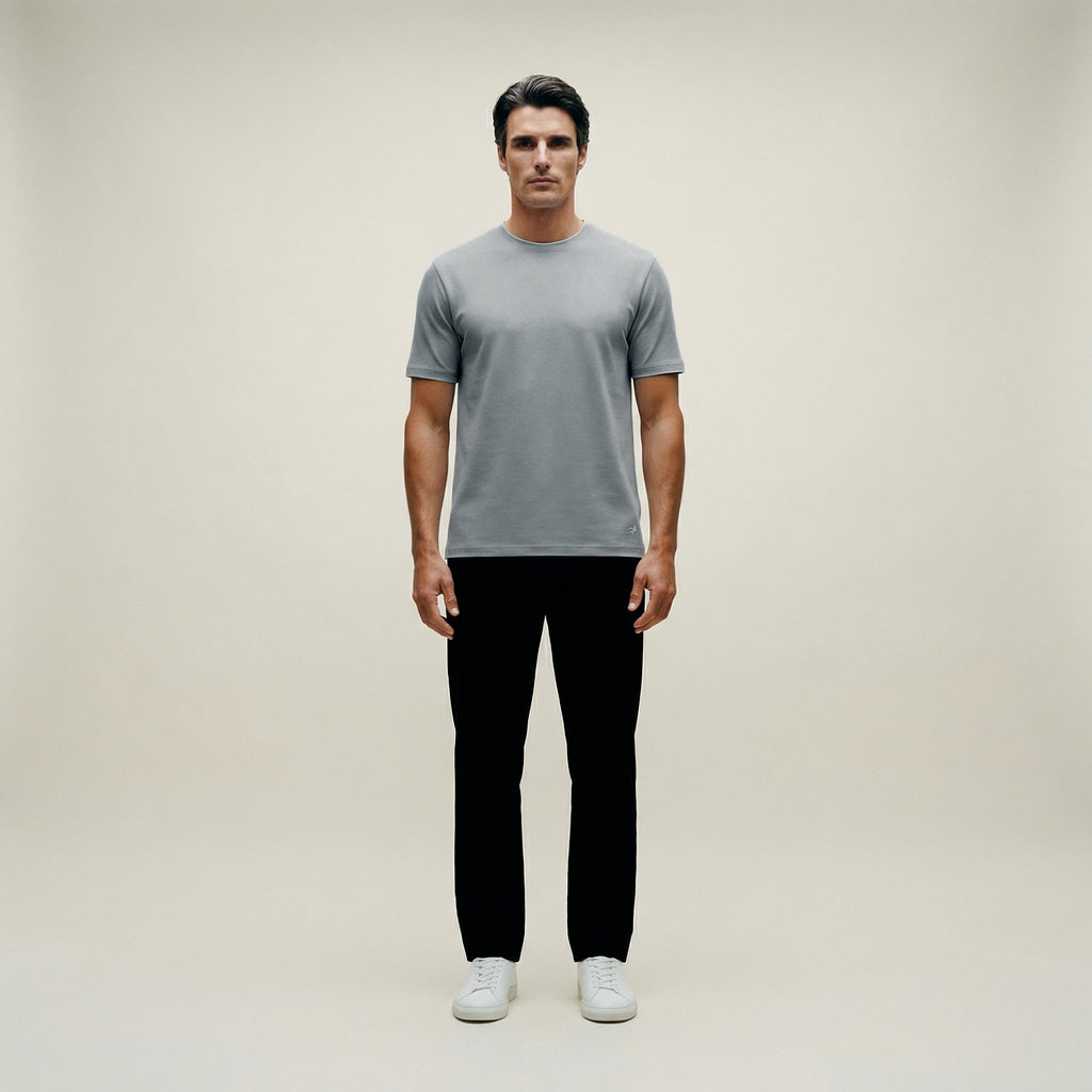 french terry blue gray t-shirt model matteo in vapor