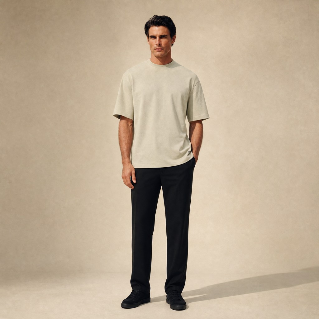 Cumulus Oversized T-Shirt model Matteo in Villa Stone