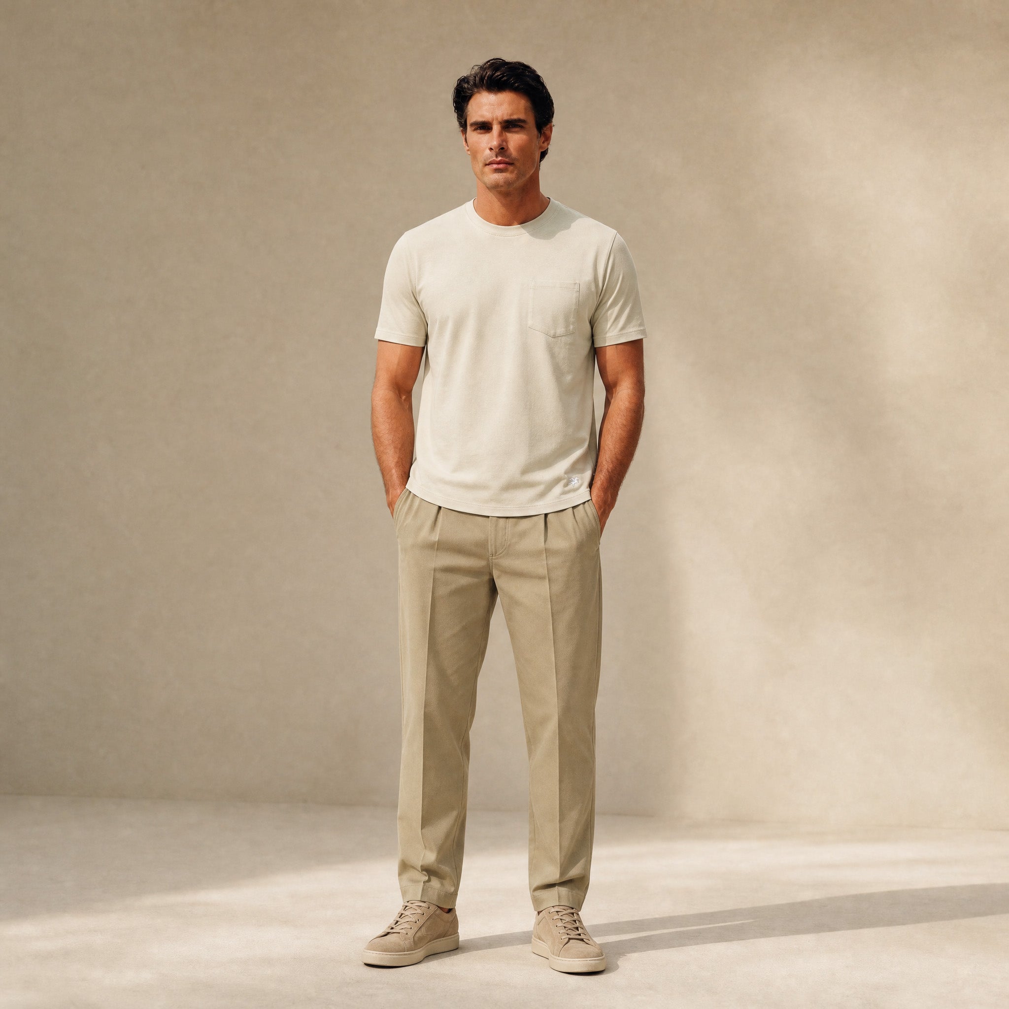 Cumulus Crew Pocket T-Shirt model Matteo in Villa Stone