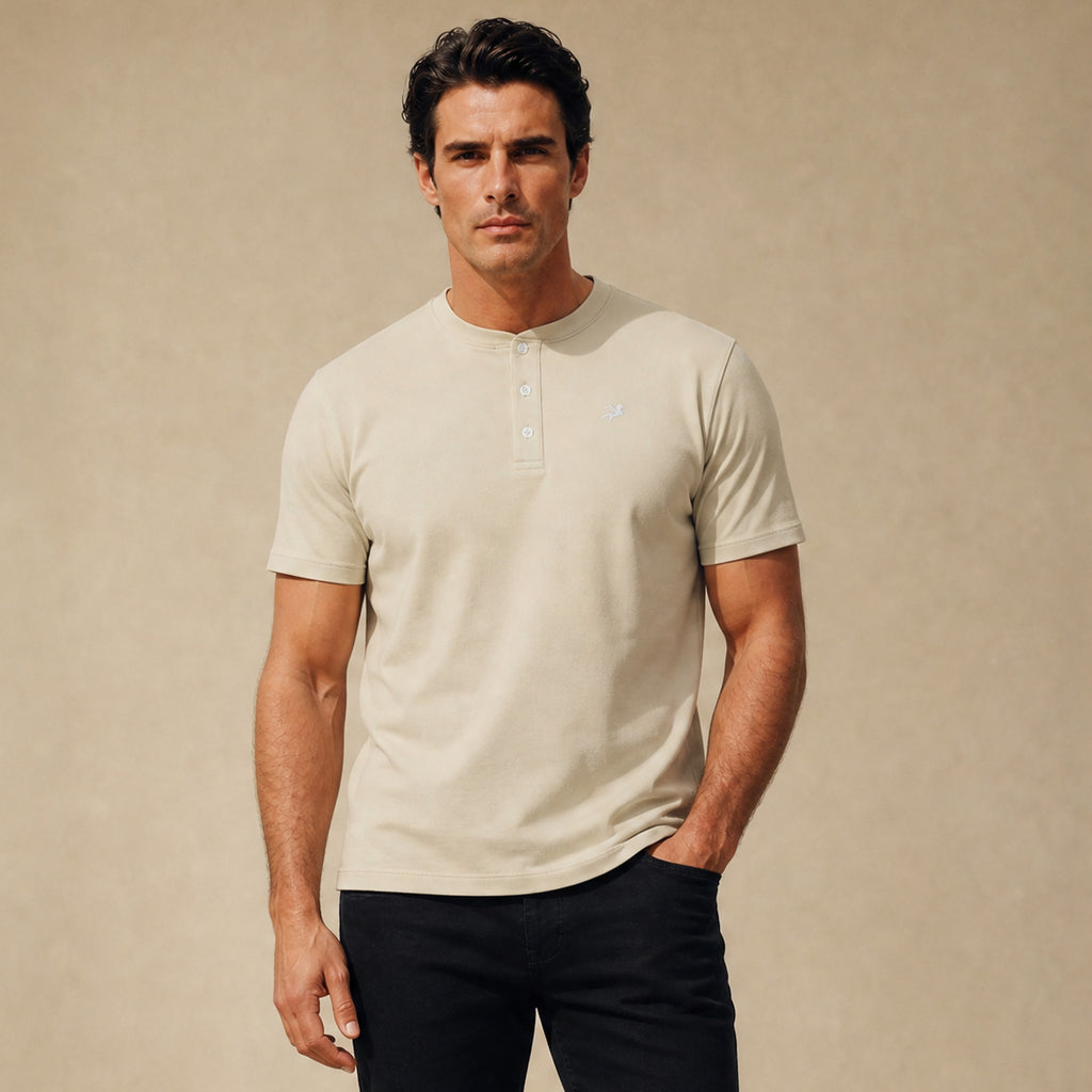 Cumulus Tailored Henley model Matteo in Villa Stone