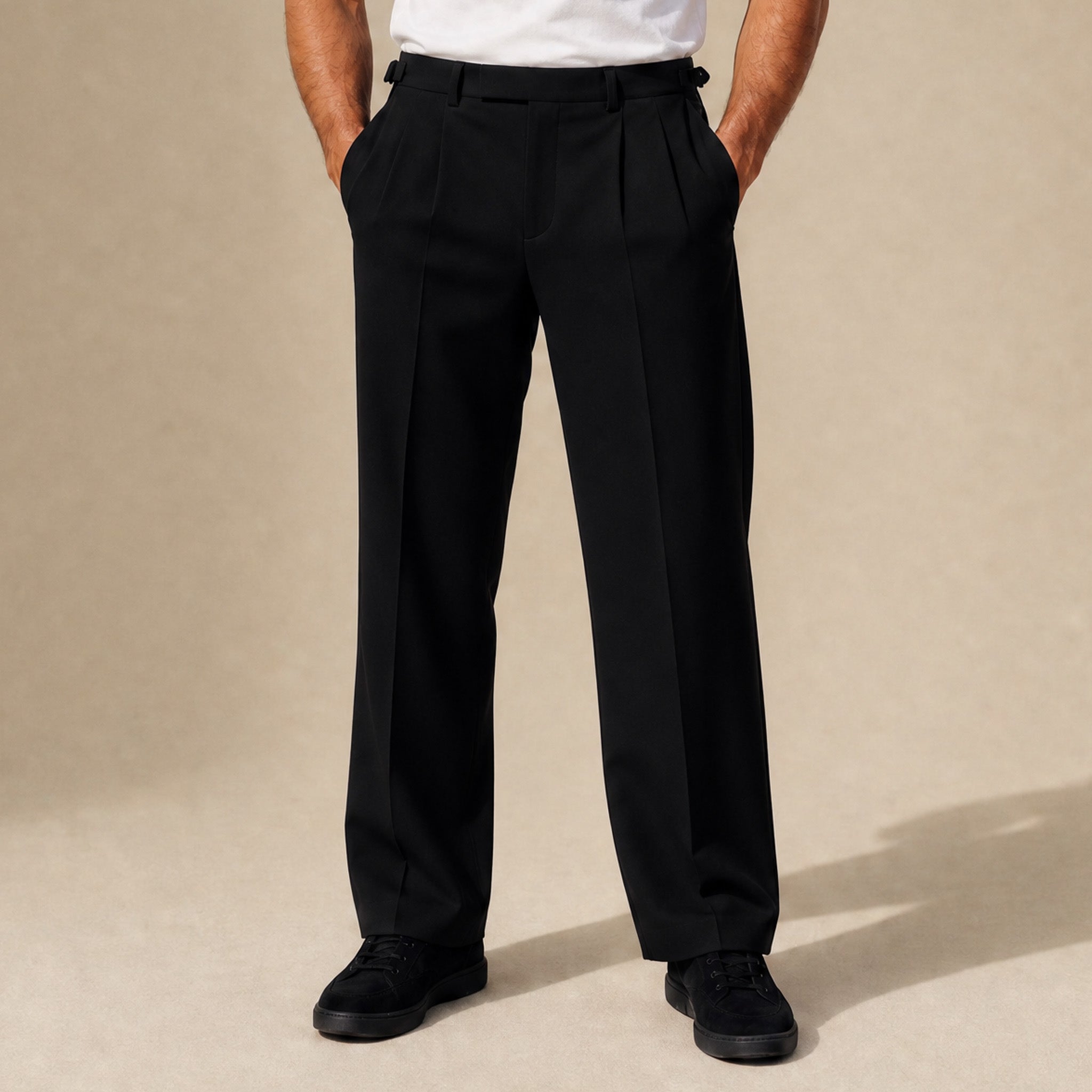 Wide Leg Ford FlexTech Trouser model Matteo in Black