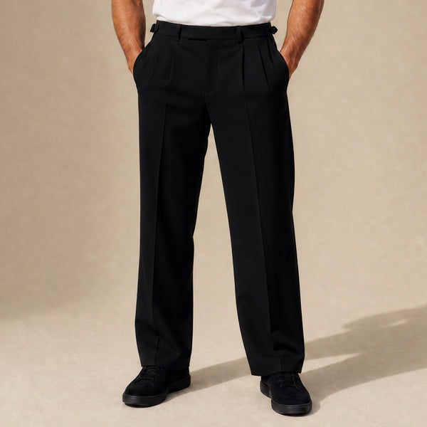 black wide leg dress pants men Dress Pants for Men Casual Wide Leg Suit Trousers Business Work Pants with Pockets, Black, 5XL