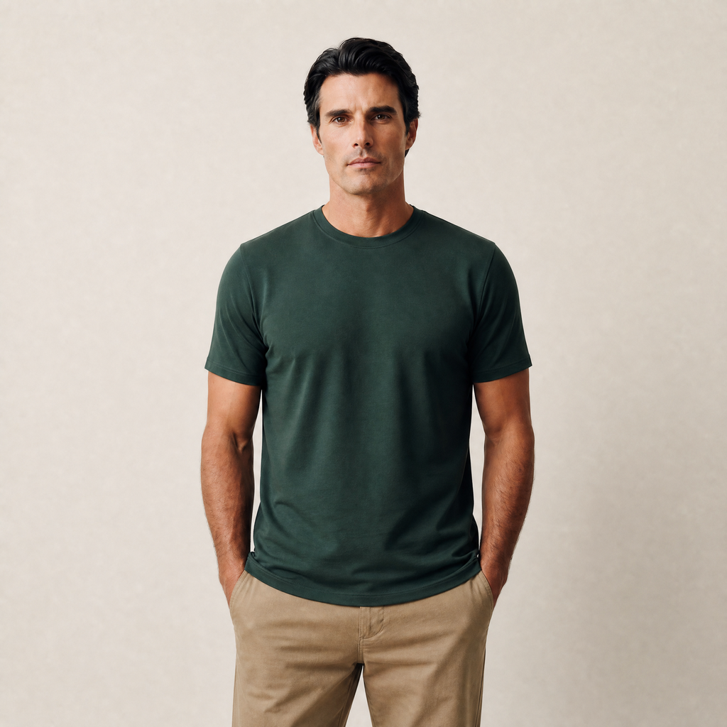 Cumulus Crew T-Shirt model Matteo in Pine Grove