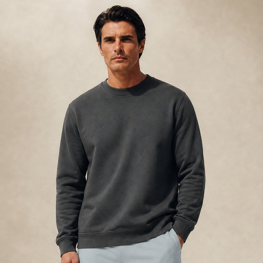 Terry Fleece Pullover model Matteo in Smoke