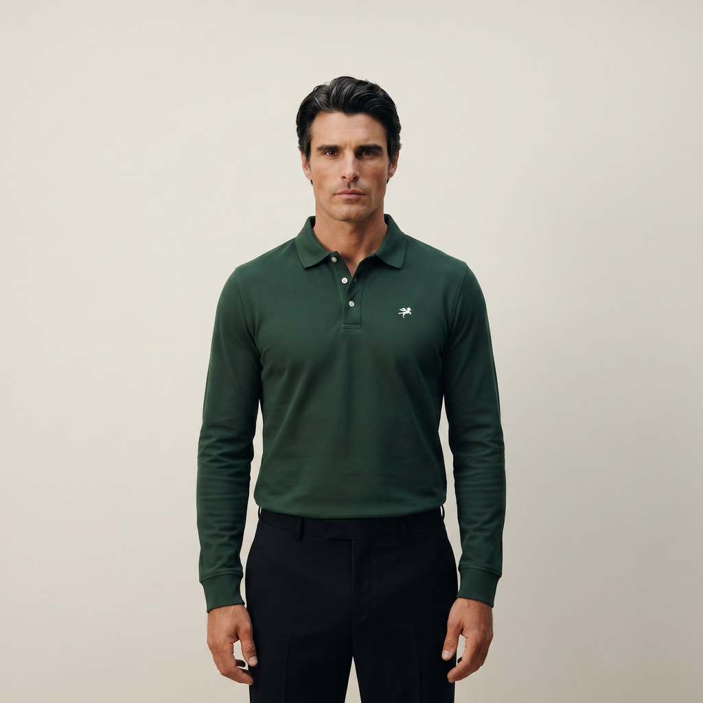 Cumulus Long Sleeve Terry Polo model Matteo in Pine Grove