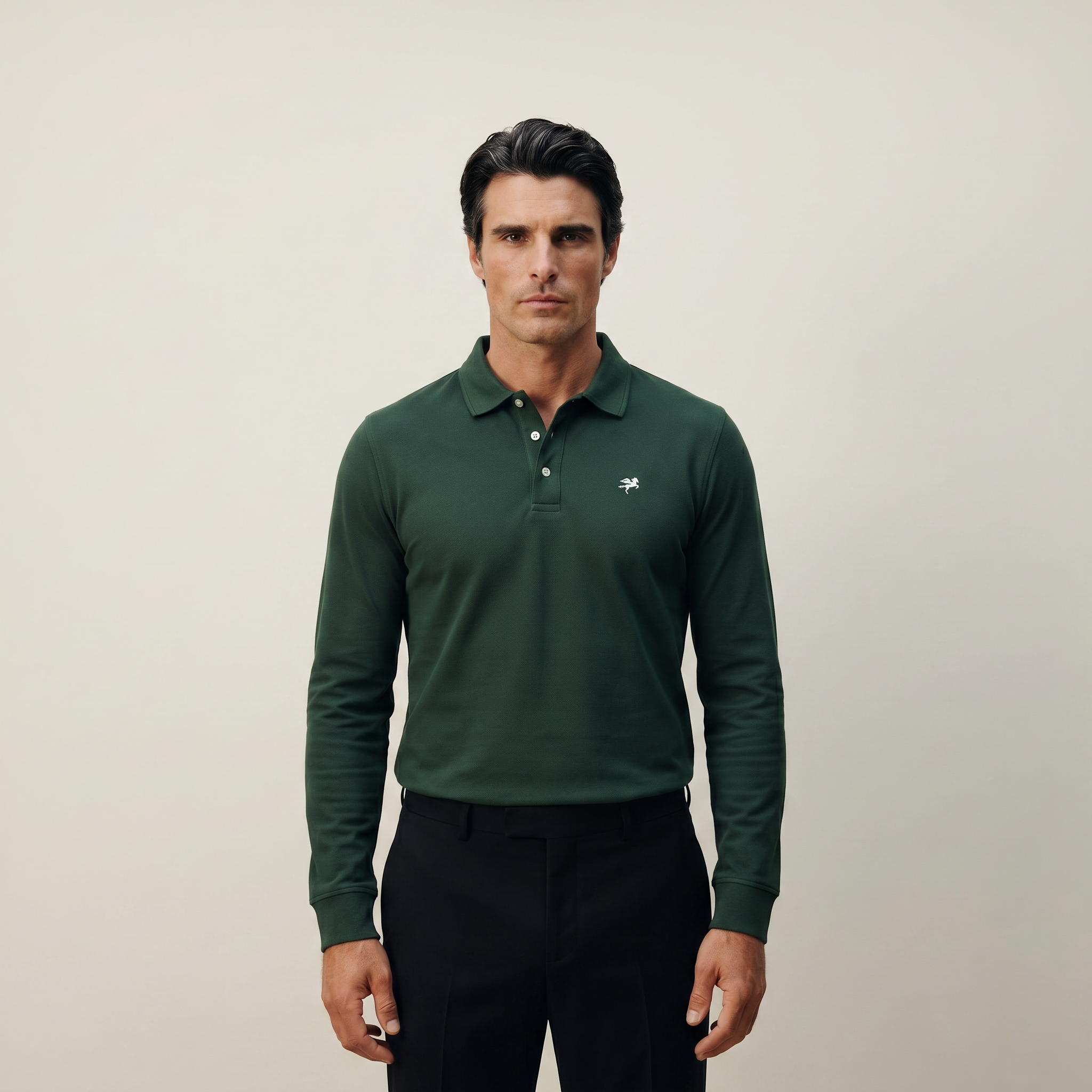Cumulus Long Sleeve Terry Polo model Matteo in Pine Grove