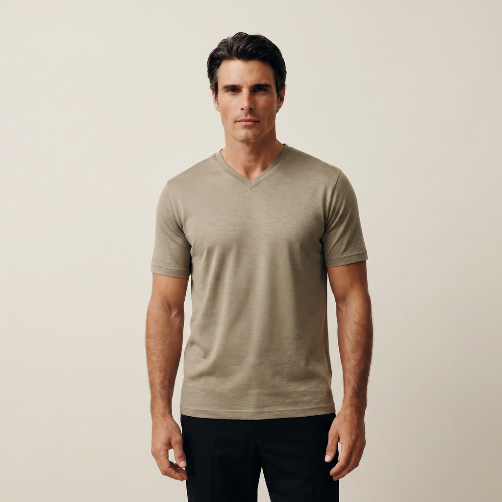 Tags:(6’2" - 180 lbs|Large) Custom t-shirt tee model Matteo in Dune