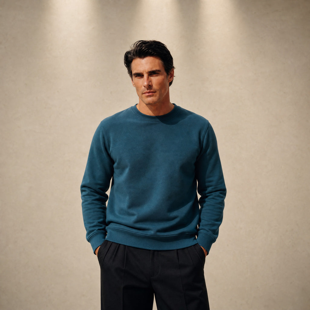 Terry Fleece Pullover model Matteo in Poseidon