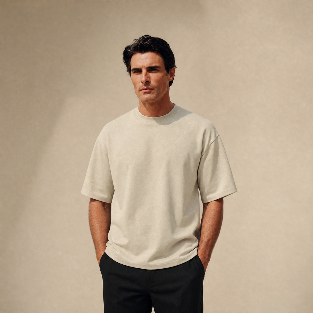 Cumulus Oversized T-Shirt model Matteo in Villa Stone