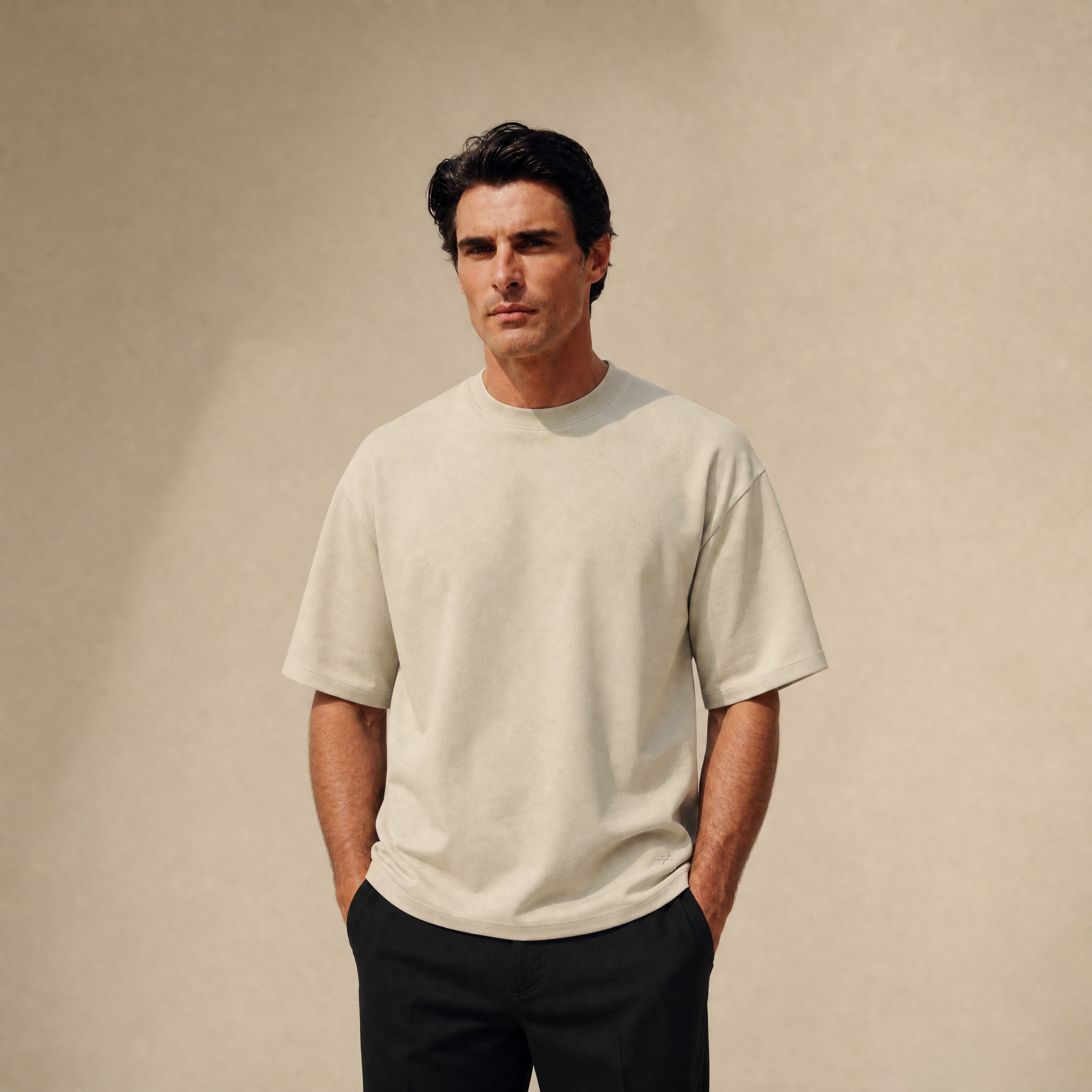 Cumulus Oversized T-Shirt model Matteo in Villa Stone