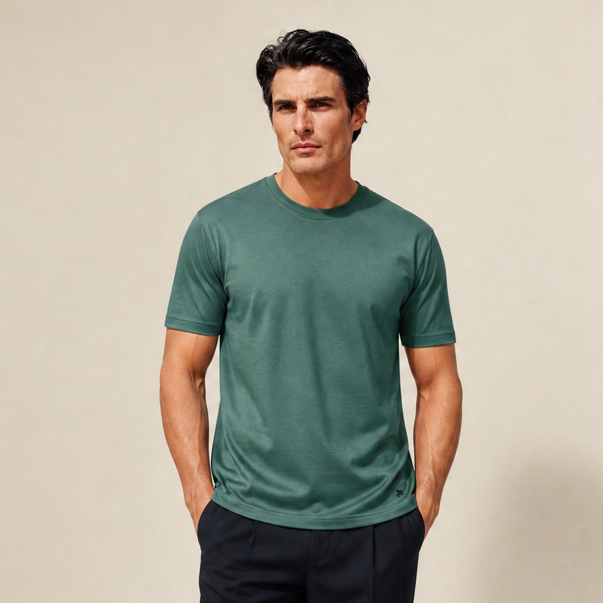 Custom t-shirt model Matteo in Sea Moss