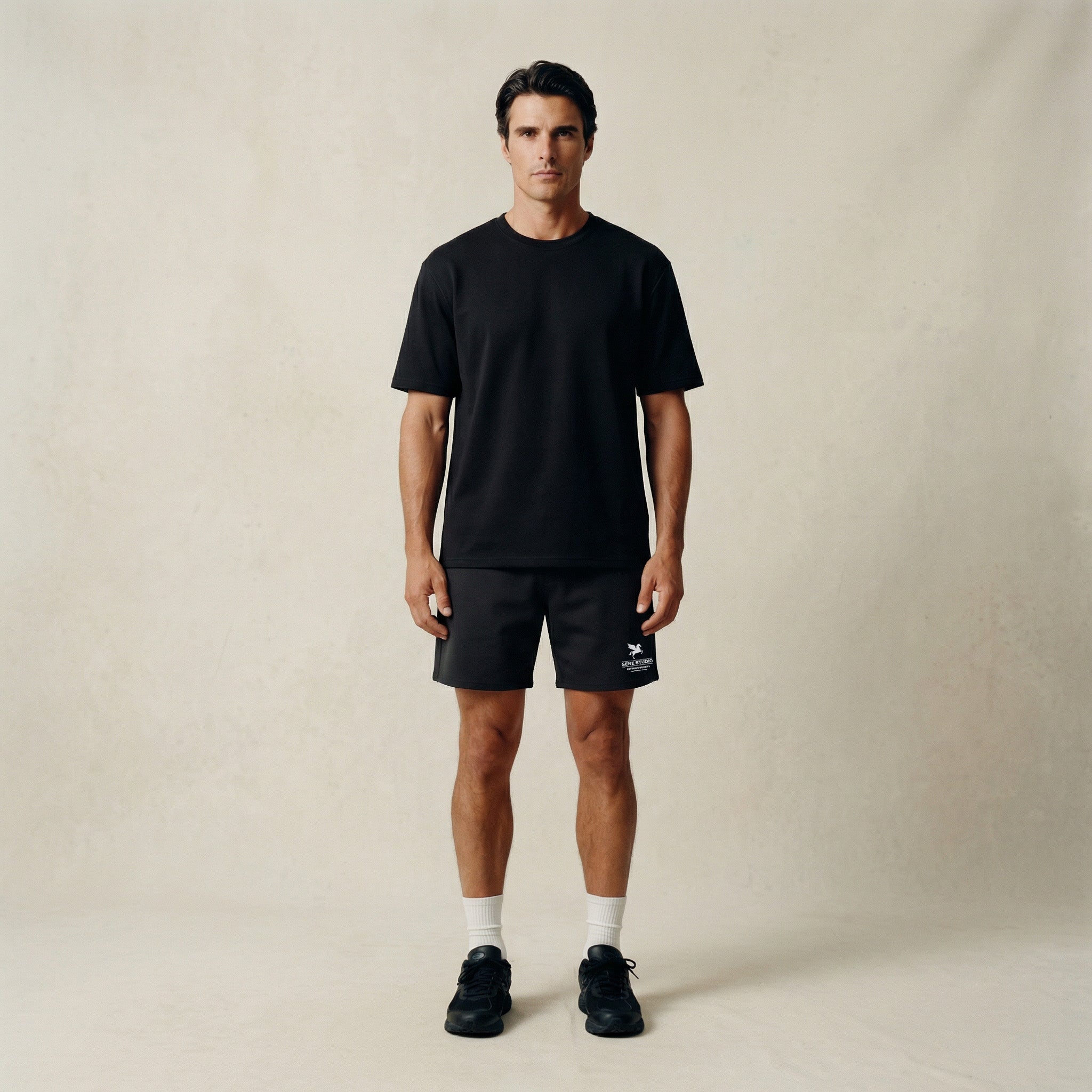 Tags:(6'0"|180 lbs) Custom tee model Tyler in Black