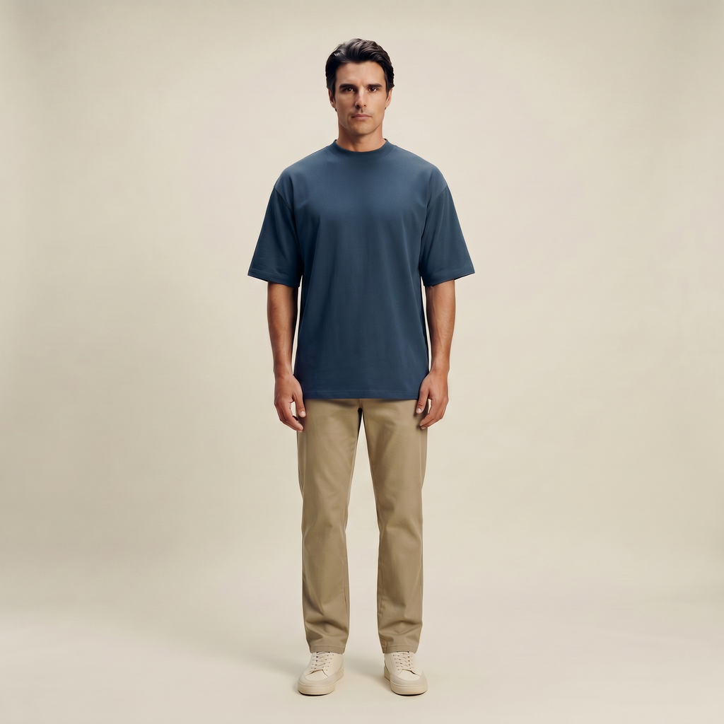 Cumulus oversized t-shirt on a beige background model Kive in Coast