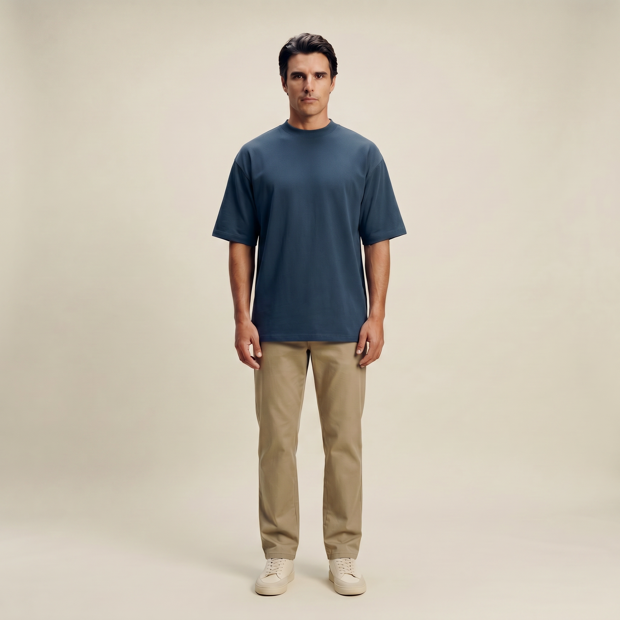 Cumulus oversized t-shirt on a beige background model Kive in Coast