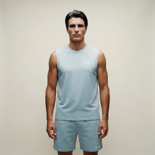 Tags:(6’2" - 180 lbs|Large) Custom t-shirt tee model Kive in Blue Fog