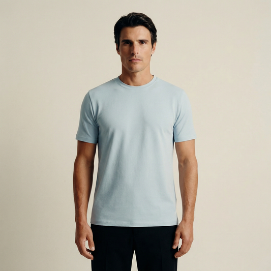 Tags:(6’2" - 180 lbs|Large) Custom t-shirt tee model Kive in Blue Fog