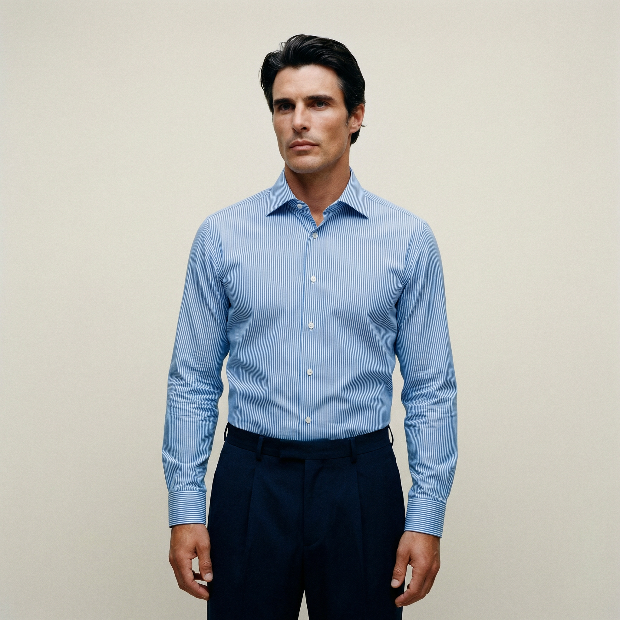 Tags:(6’2" - 180 lbs|Large) Custom shirt tee model Kive in Sky Blue Stripe