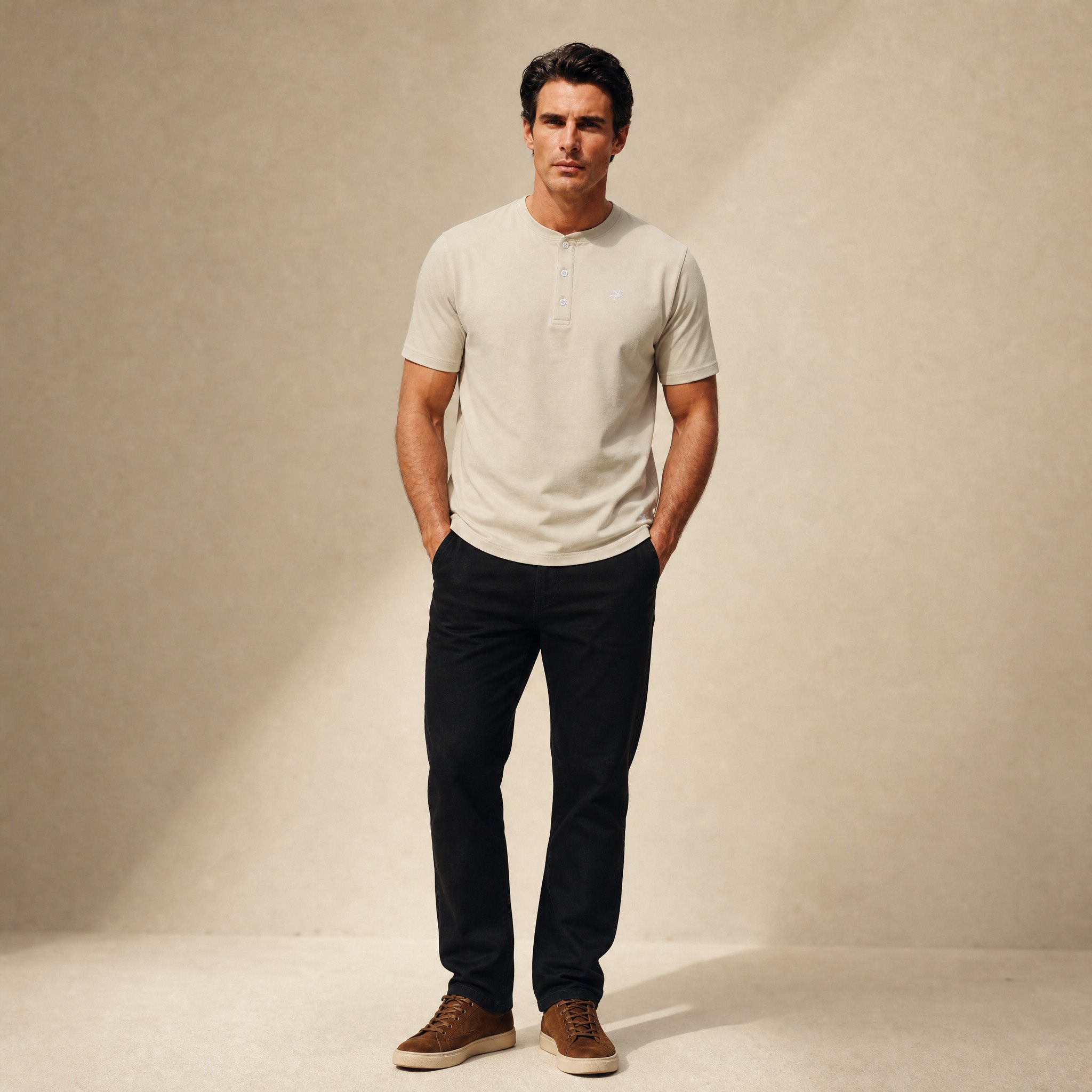 Cumulus Tailored Henley model Matteo in Villa Stone