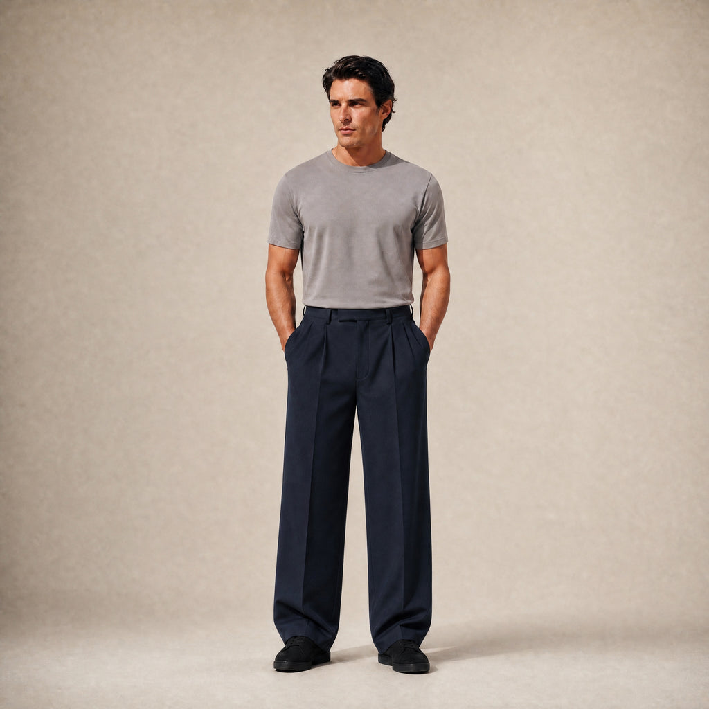 Wide Leg Ford FlexTech Trouser model Matteo in Charcoal