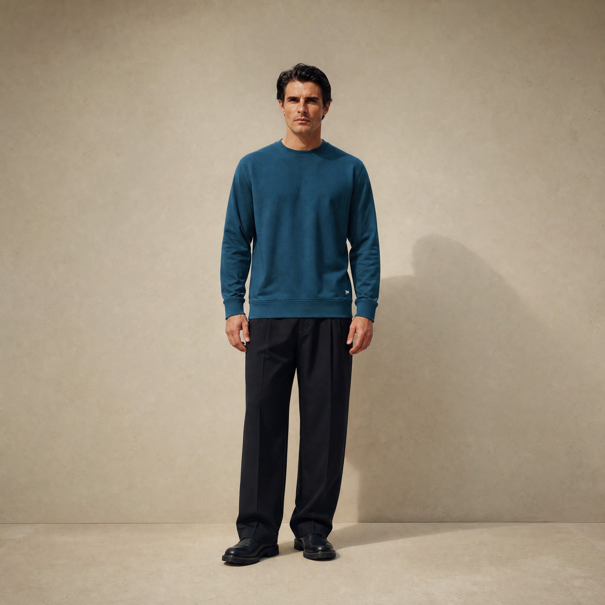 Terry Fleece Pullover model Matteo in Poseidon