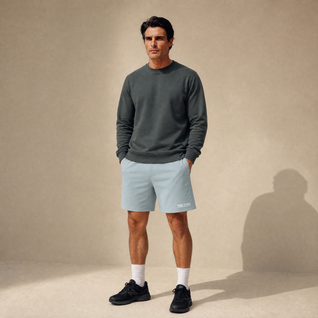 Terry Fleece Pullover model Matteo in Smoke