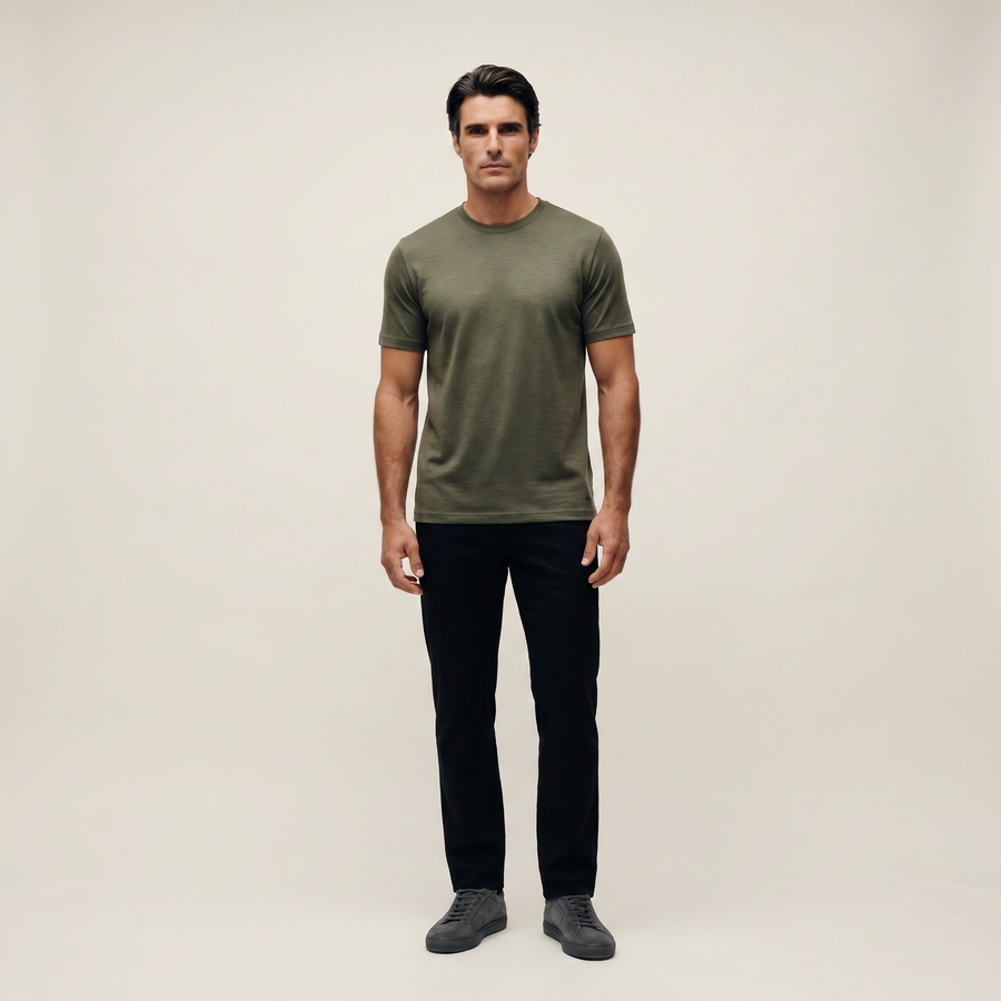 Merino Wool Crew T-Shirt in Flint