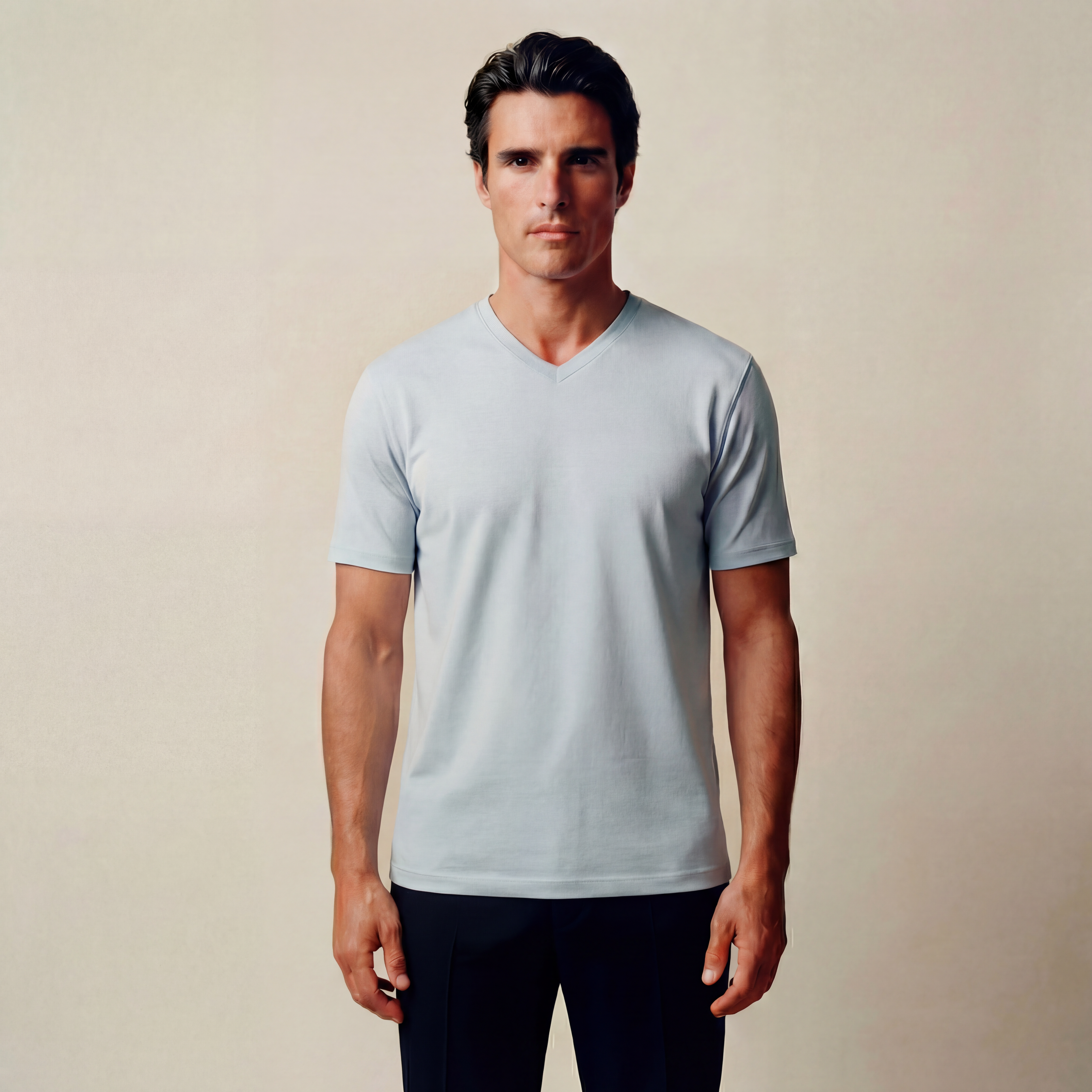 Tags:(6’2 - 180 lbs|Large ) Custom t-shirt tee model Kive in Blue Fog