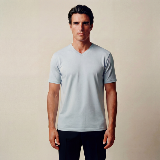 Tags:(6’2 - 180 lbs|Large ) Custom t-shirt tee model Kive in Blue Fog