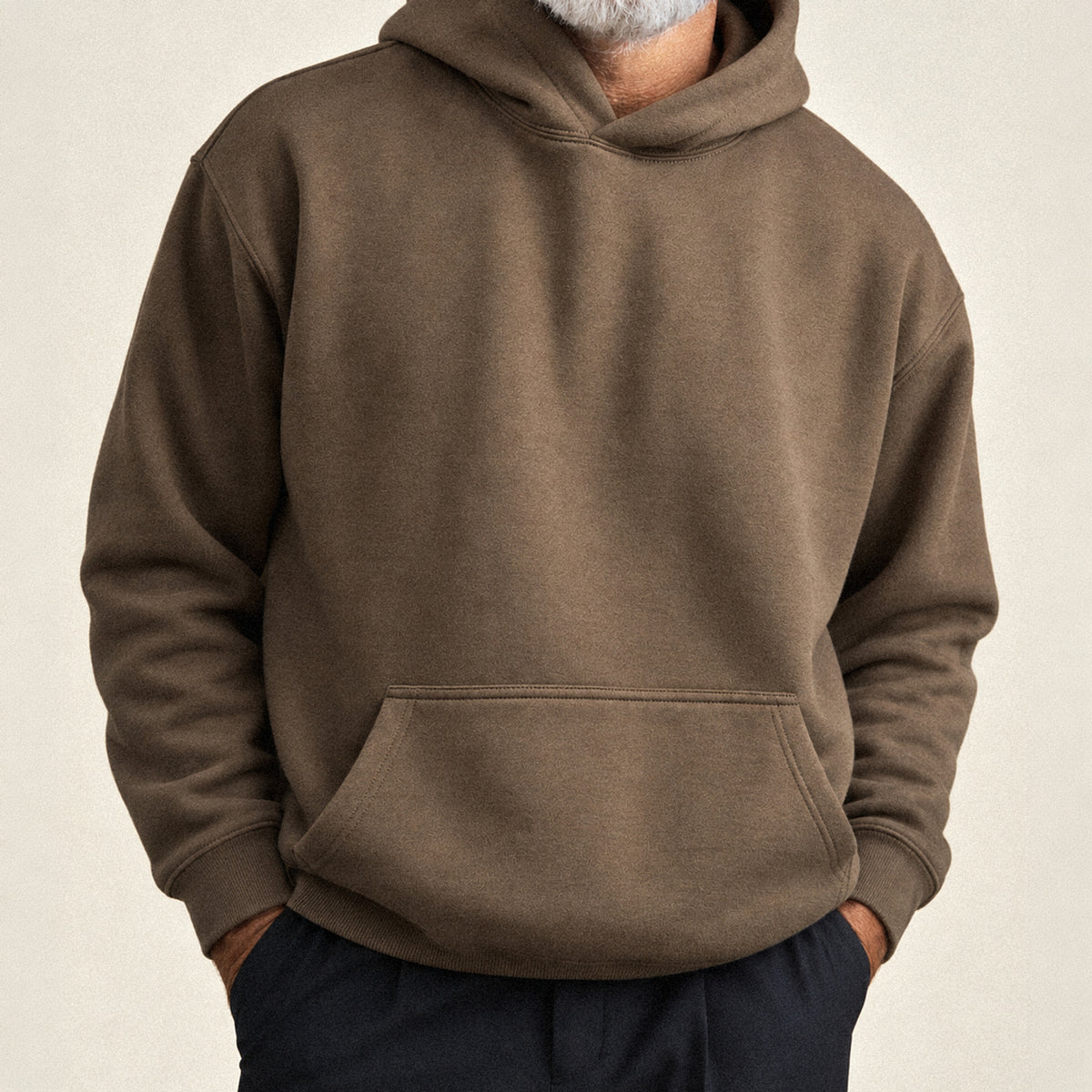 Heavyweight Terry Standard Hoodie model Guillermo in Tobacco