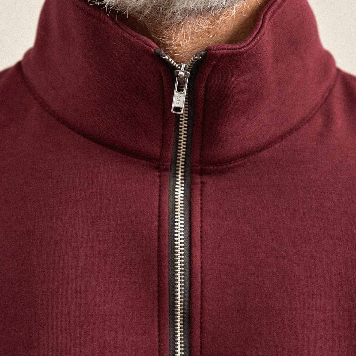 Evening Quarter-Zip model Guillermo in Burgundy