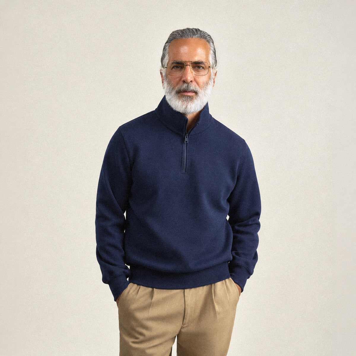 Evening Quarter-Zip model Guillermo in Navy