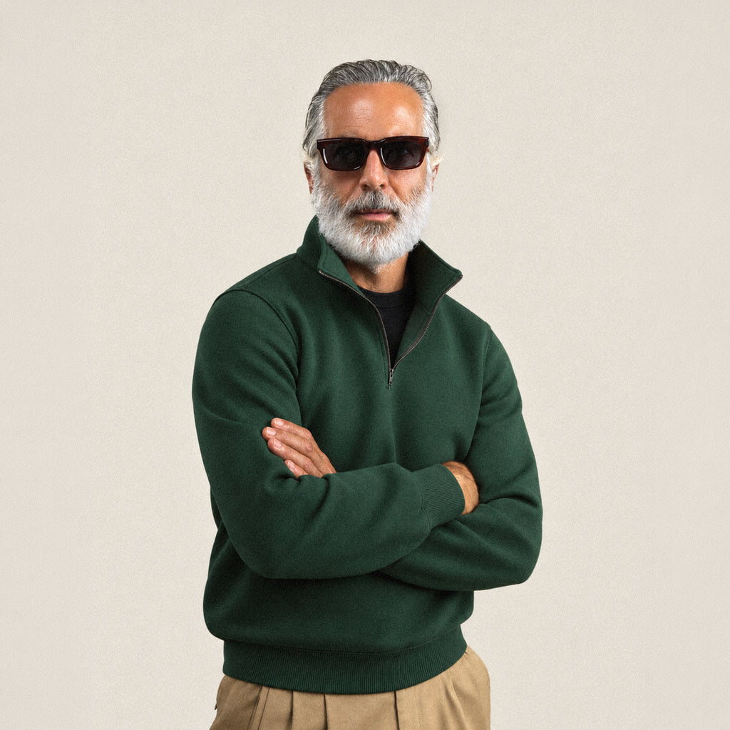 Evening Quarter-Zip model Guillermo in Forest