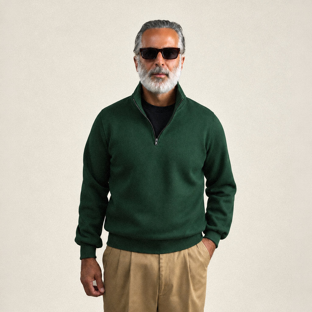 Evening Quarter-Zip model Guillermo in Forest