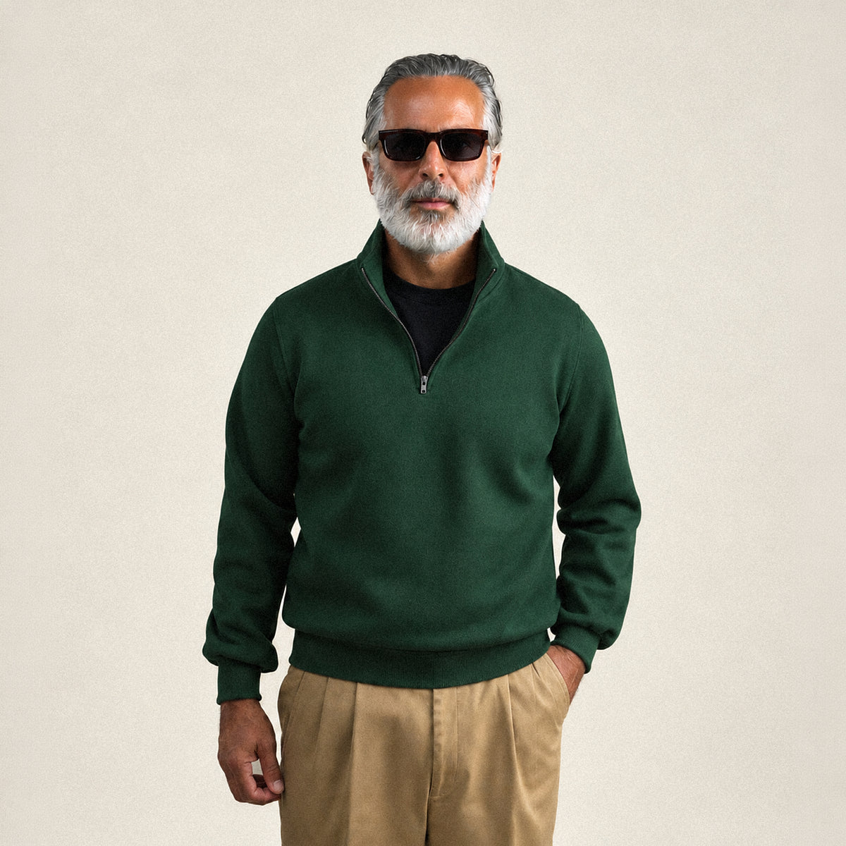 Evening Quarter-Zip model Guillermo in Forest