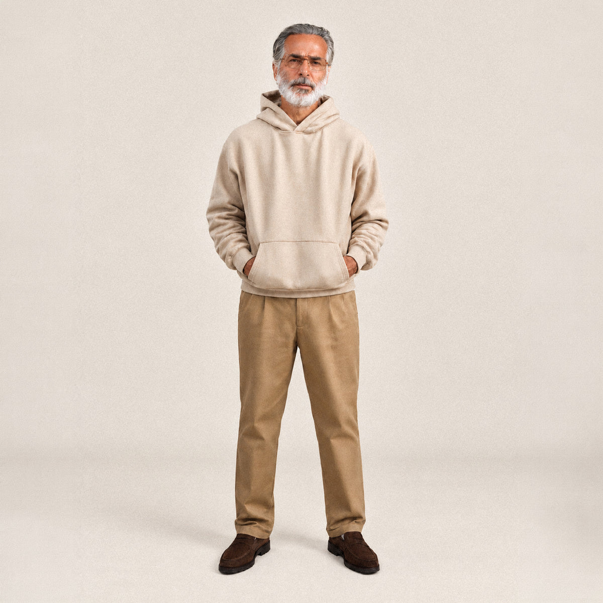 Heavyweight Terry Standard Hoodie model Guillermo in Clay