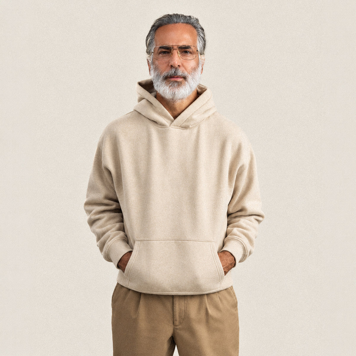 Heavyweight Terry Standard Hoodie model Guillermo in Clay
