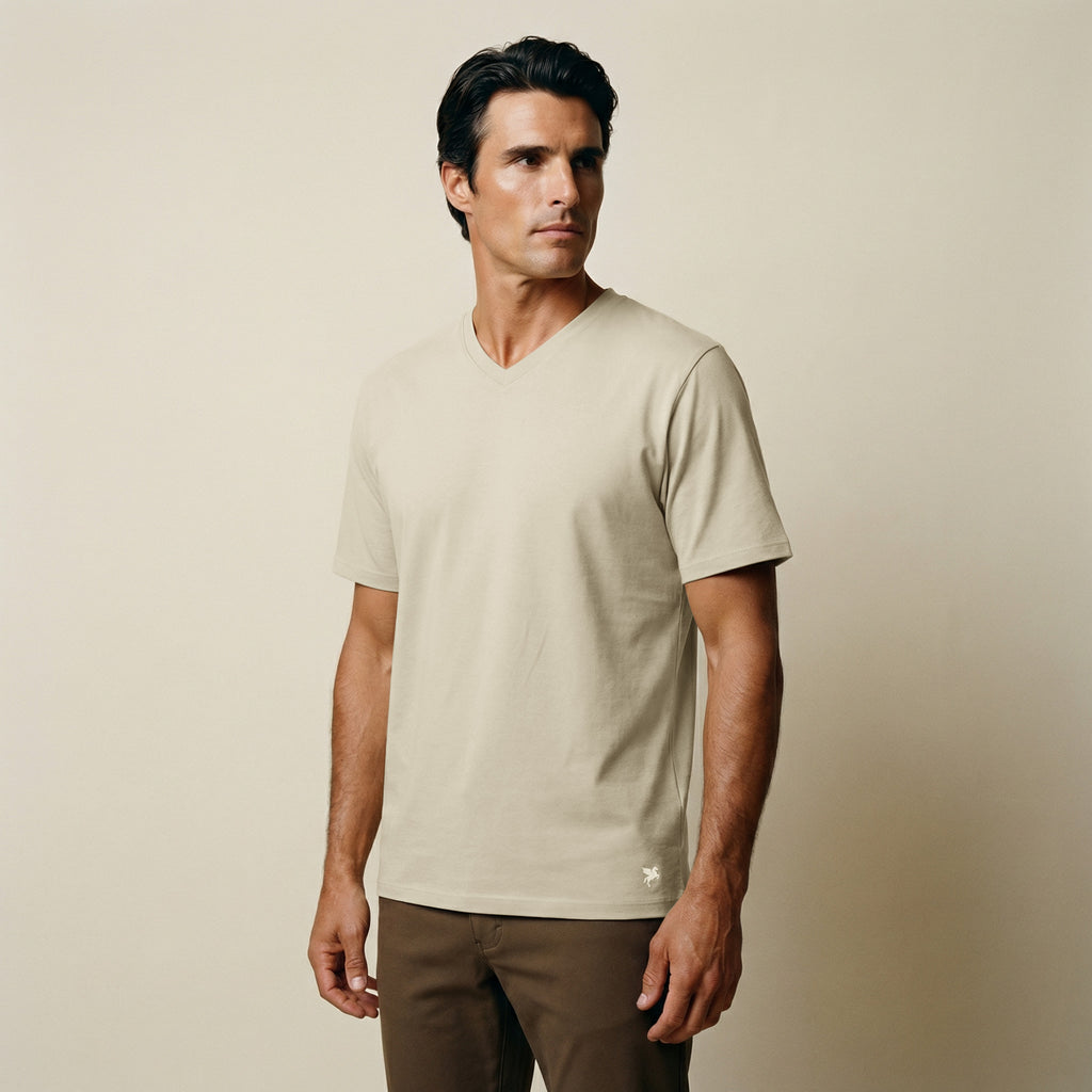 Cumulus V-Neck T-Shirt model Matteo in Villa Stone