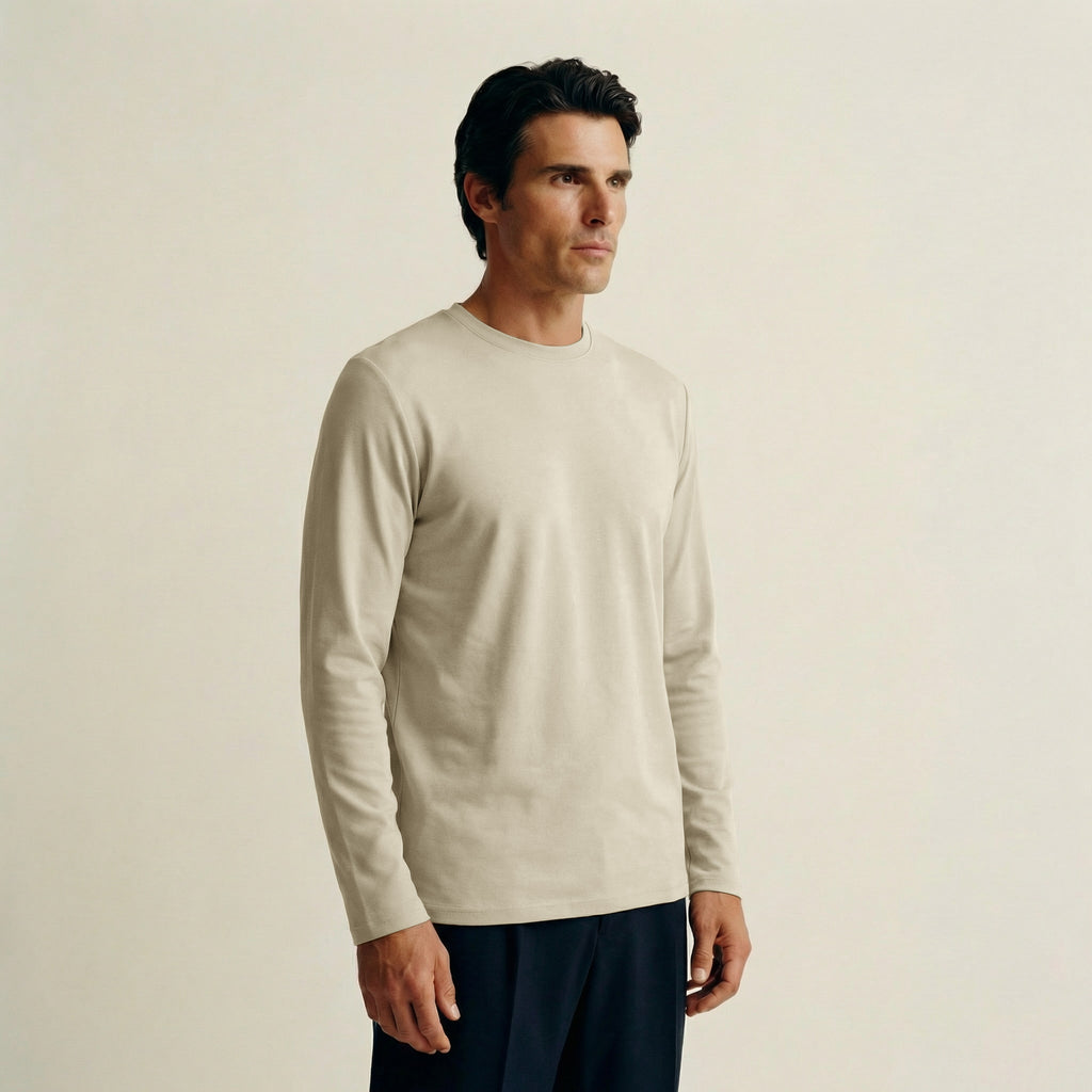 Cumulus Long Sleeve Shirt model Matteo in Villa Stone