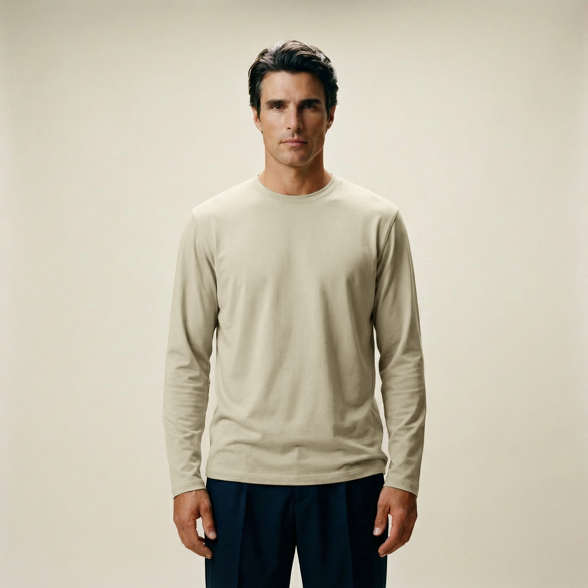 Cumulus Long Sleeve Shirt model Matteo in Villa Stone